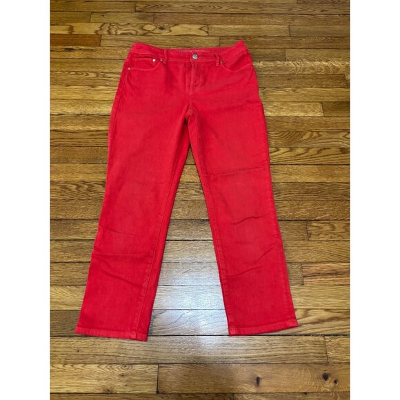 Chico's So Slimming Girlfriend Crop Jeans Women's SZ .5 (US 6) Red Stretch Denim - Picture 1 of 6